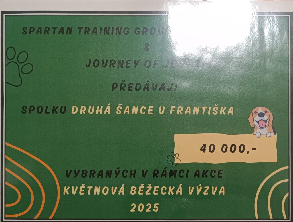 Ve středu proběhlo předání certifikátu a výtěžku květnové běžecké výzvy Spartan klubu Praha Journey of Joy, děkujeme, jste úžasní